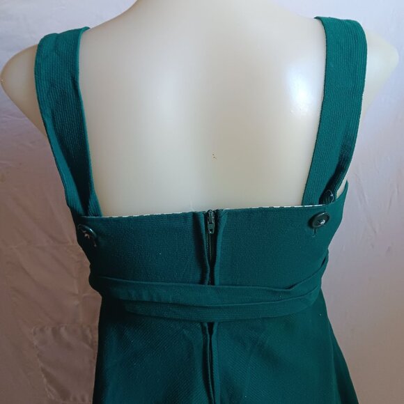 Vintage 1970's Sz 9 Green Peasant Boho German Barmaid Dress Lace-Up Bodice - Picture 6 of 13